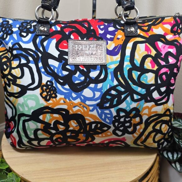 Coach Poppy Graphic Blossom Graffiti Glam Tote - Picture 6 of 14